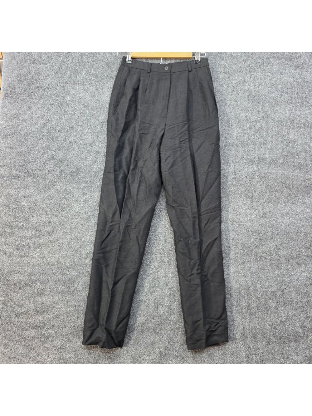90s Vintage Linen Pleated Trousers Slacks 6 Black USA Deadstock Academia Capsule